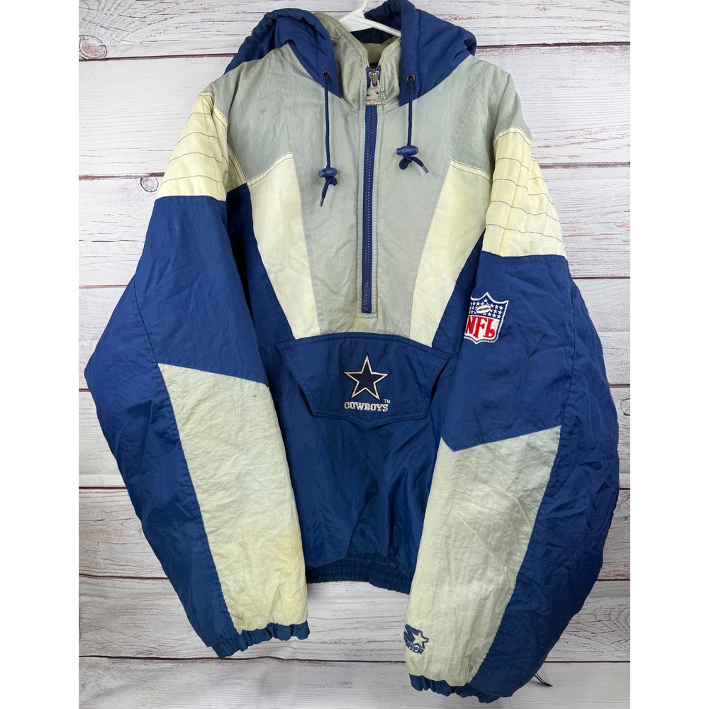 Vintage Dallas Cowboys Starter Jacket XL NFL Pro Line Half Zip Puffer Pullover